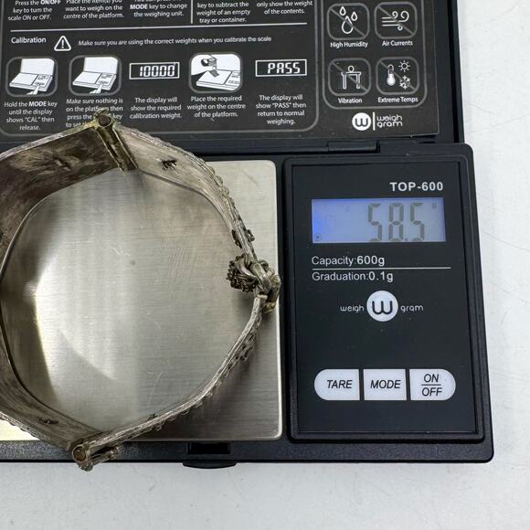 Antique Moorish North African Silver & Enamel Cuff Bracelet - Picture 8 of 8